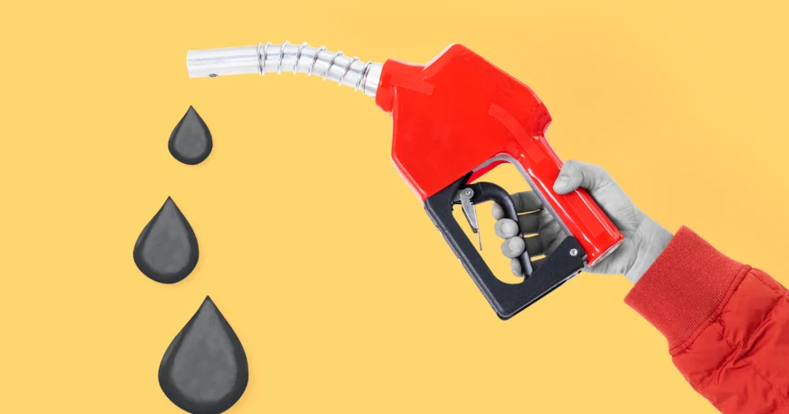 bomba de combustível pingando ilustra o consumo de diesel